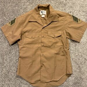 US MILITARY MANS KHAKI SHADE‎ M-1  QUARTER LENGTH SLEEVE SHIRT SZ 16